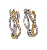 14K Two Tone Natural Yellow & White Diamond Twist Hoops
